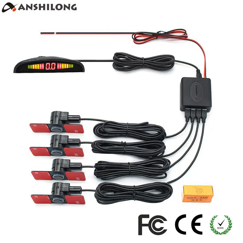 

Car Reverse Parking Radar System with 4 Parking Sensors Distance Detection + LED Distance Display + Sound Warning