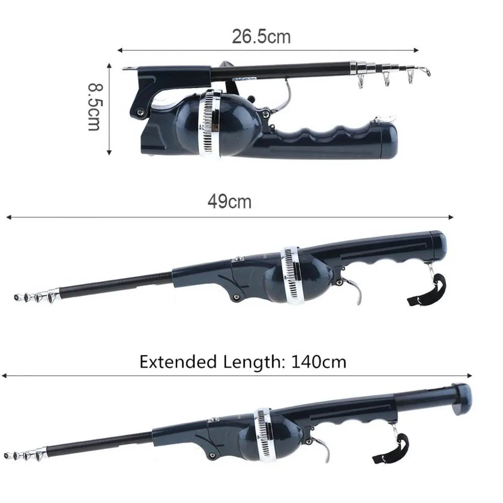Vara de Pesca Carretel de Pesca Linha de Viagem Isca de Água Conjunto com 80m Fibra Dobrável Embutido Portátil Pólo Salgada Inverno Gelo Hastes 1.4m Mar 7 embutido carretel de pesca conjunto com 80m