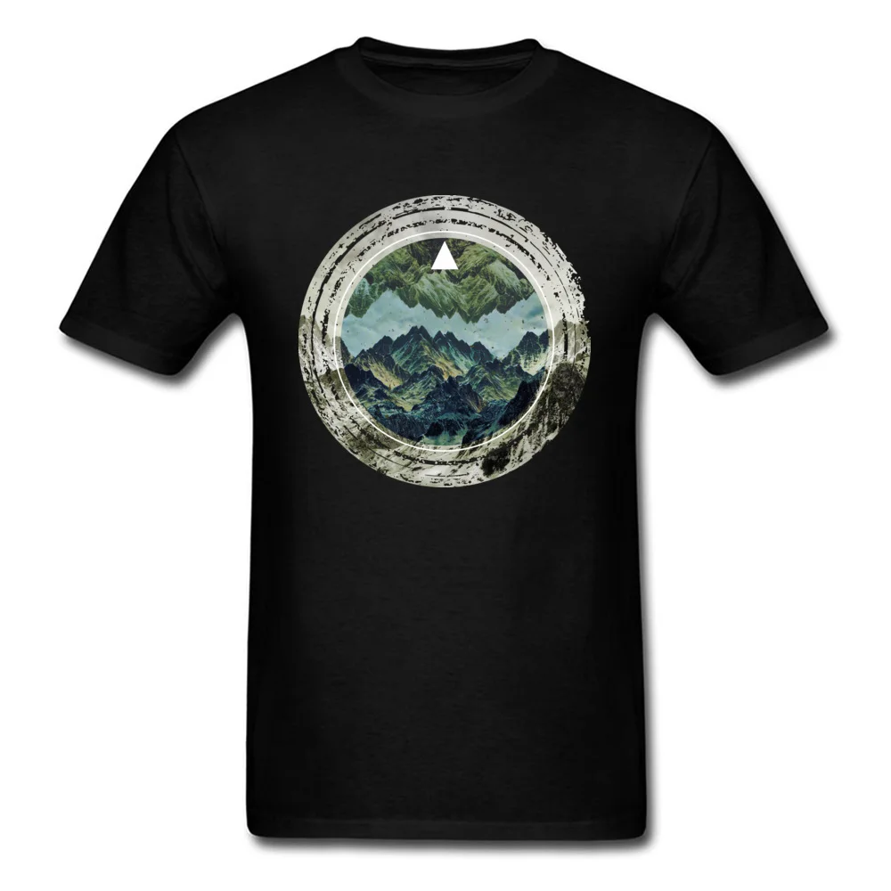 

Mountains And Rivers Landscape Painting Mens Top T-Shirts Round Neck Short Sleeve 100% Cotton Tees Family Father T Shirt Nice