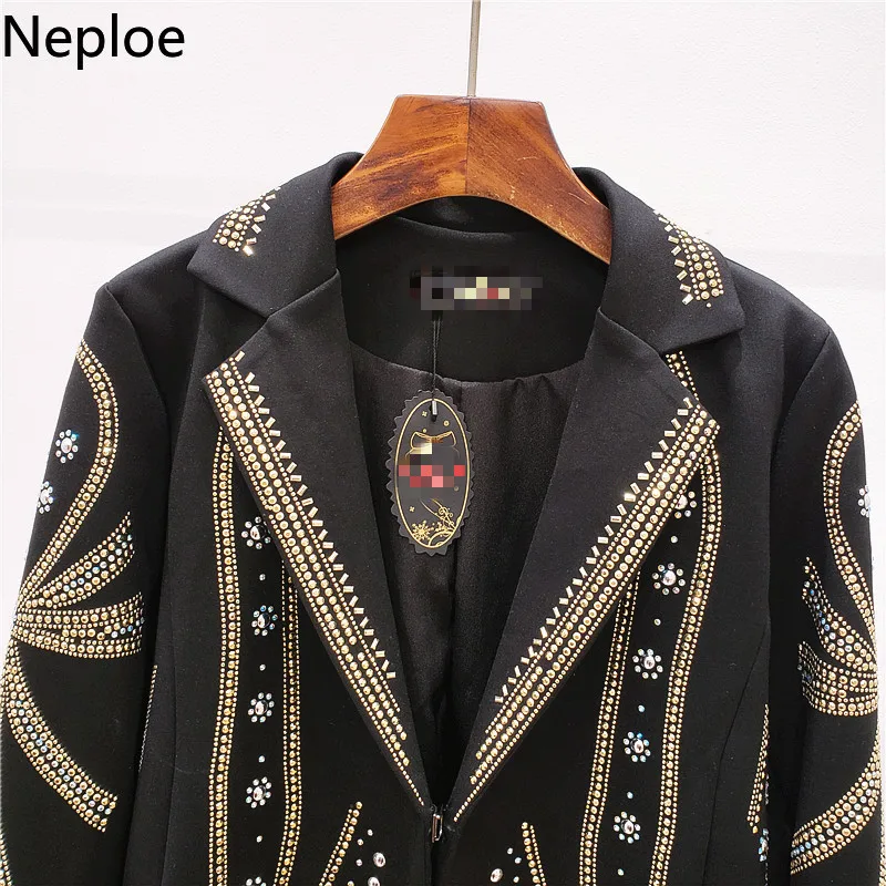 Neploe корейский тяжелый рабочий блейзер с бусами Feminino модный патч короткий Blaser Femme Осенняя дикая куртка на одной пуговице для женщин 46233