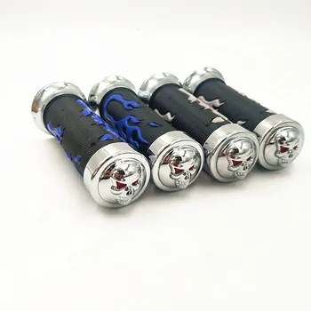 

Motorcycle Head Skull Grips 7/8" 22mm Motorcycle Handlebar Hand Grips Blue Grey Red Yellow Flame For Honda For Suzuki Kawasaki