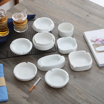 

Ceramic ashtray pure white tobacco cup hotel restaurant hotel guest room bar KTV Hotel simple round wholesale