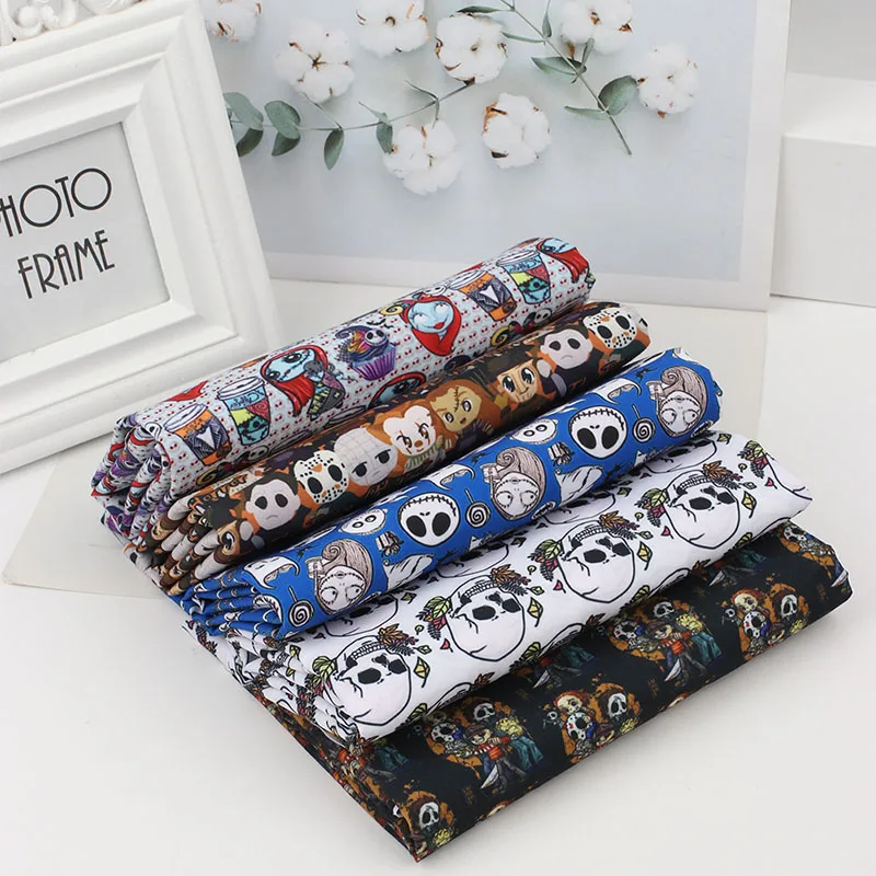 

JOJO BOWS Halloween Theme Polyester Cotton Cloth Fabric For Craft 45*150cm Printed Fabrics DIY Home Textile Dress Apparel Sewing