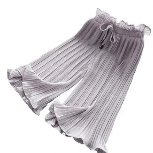 Grey 130cm Детская одежда, летние детские плиссированные штаны с защитой от комаров для девочек, повседневные брюки-Капри - Цвет: Grey 130cm