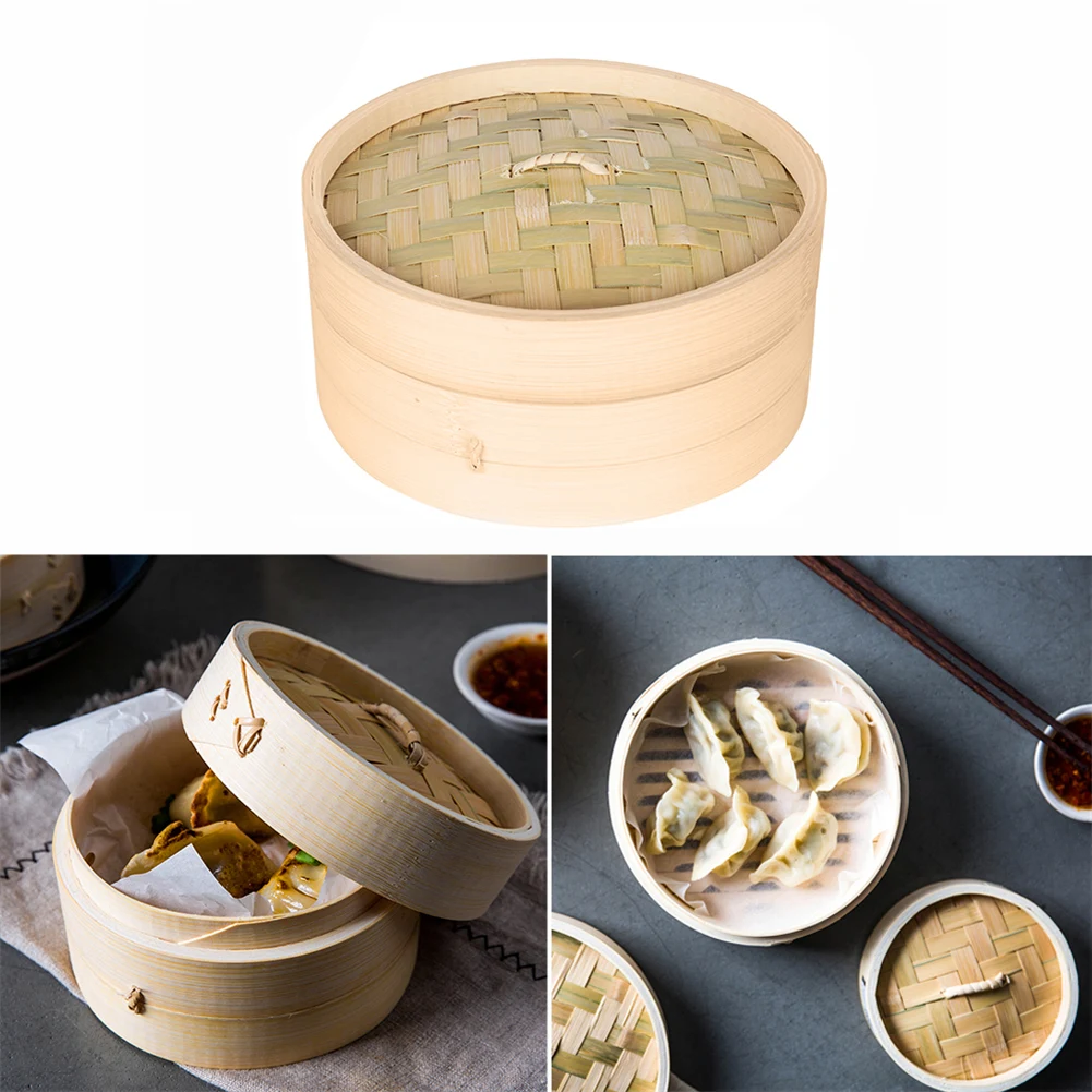 

One Cage and One Cover Bamboo Steamer Fish Rice Vegetable Snack Basket Kitchen Cooking Tools