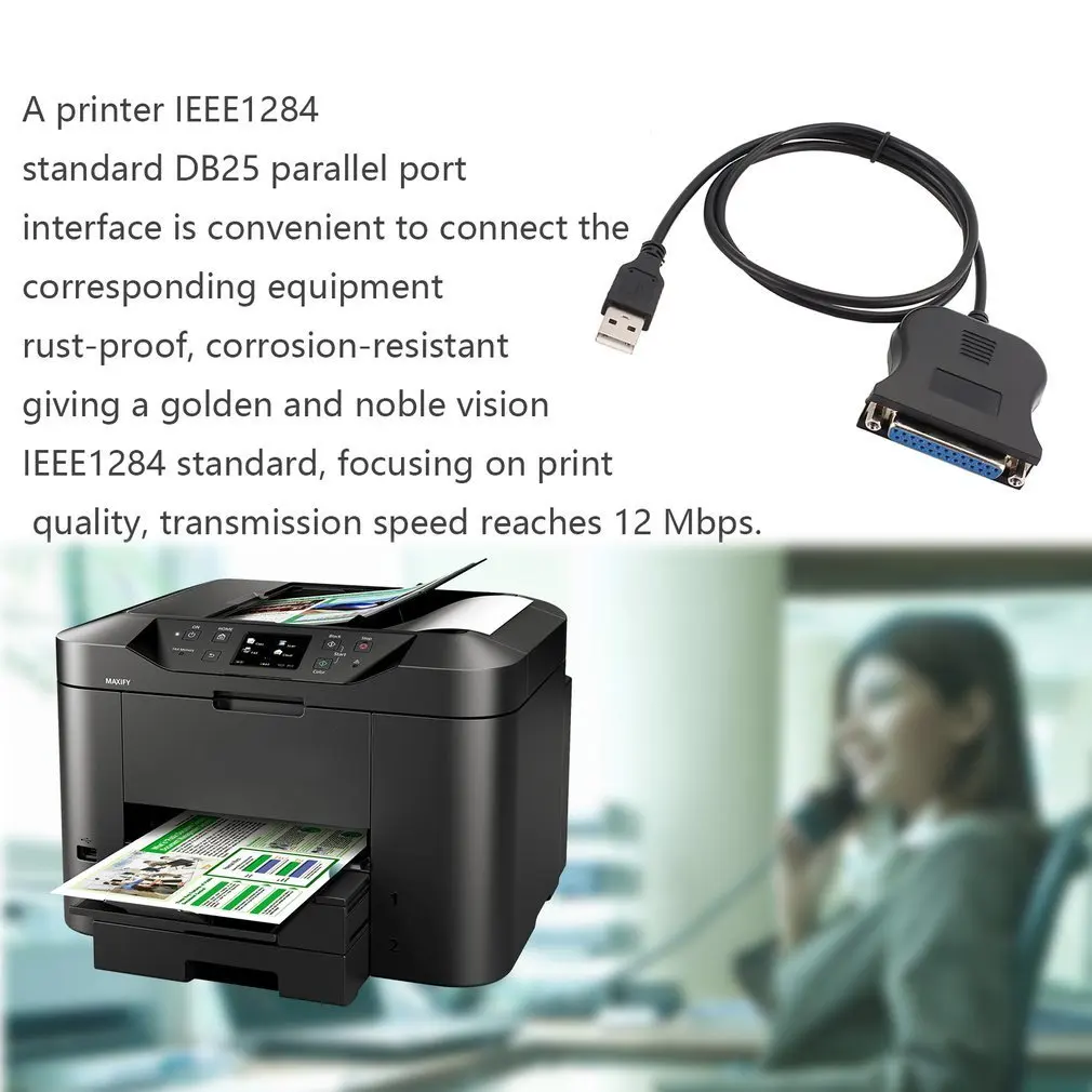 USB to 25 Pinhole Parallel Port Db25 Interface IEEE 1284 Printer USB2.0 Line Drop Shipping