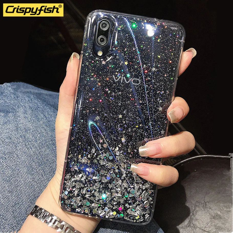 

Glitter Sequins Star Soft Back Cover For Vivo X9 20 23 plus 27 Pro 21i V9 11i Y81s 83 75 85 66 67 Powder Transparent Phone Case