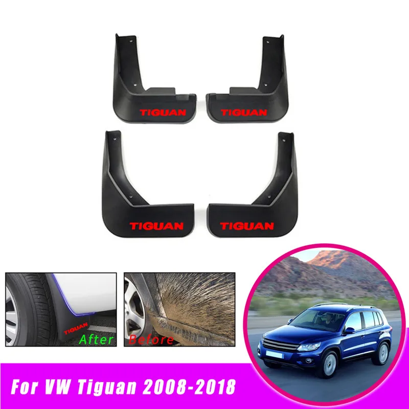 Брызговики для Volkswagen TIGUAN(MK1) 2008- автомобиля Fender Всплеск ограничители Брызговики автомобильные аксессуары 4 шт - Цвет: Красный
