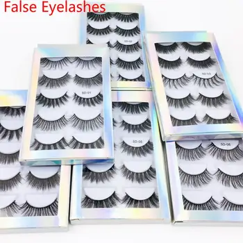 

5 Pairs/set Of 3D Stereo False Eyelashes Artificial Extension Mink False Eyelashes Thick Curling False Eyelashes Eye Makeup