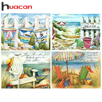 

Huacan 5d Diamond Painting Full Square Drill Scenic Picture Of Rhinestones Diamond Mosaic Beach Home Decoration