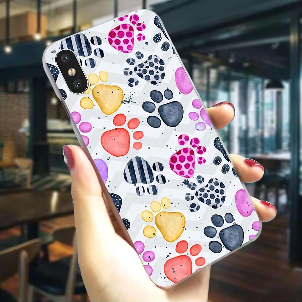 Гибридный чехол для телефона с рисунком собачьих следов и лап iPhone X Жесткий Чехол