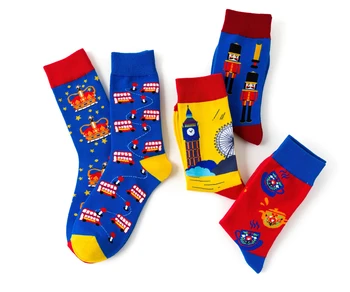 

Art Women Socks Man England Bus Crown Cotton Fashion Cool Happy S Personality Special ocks Funny Socks Adult Casual Crew Socks