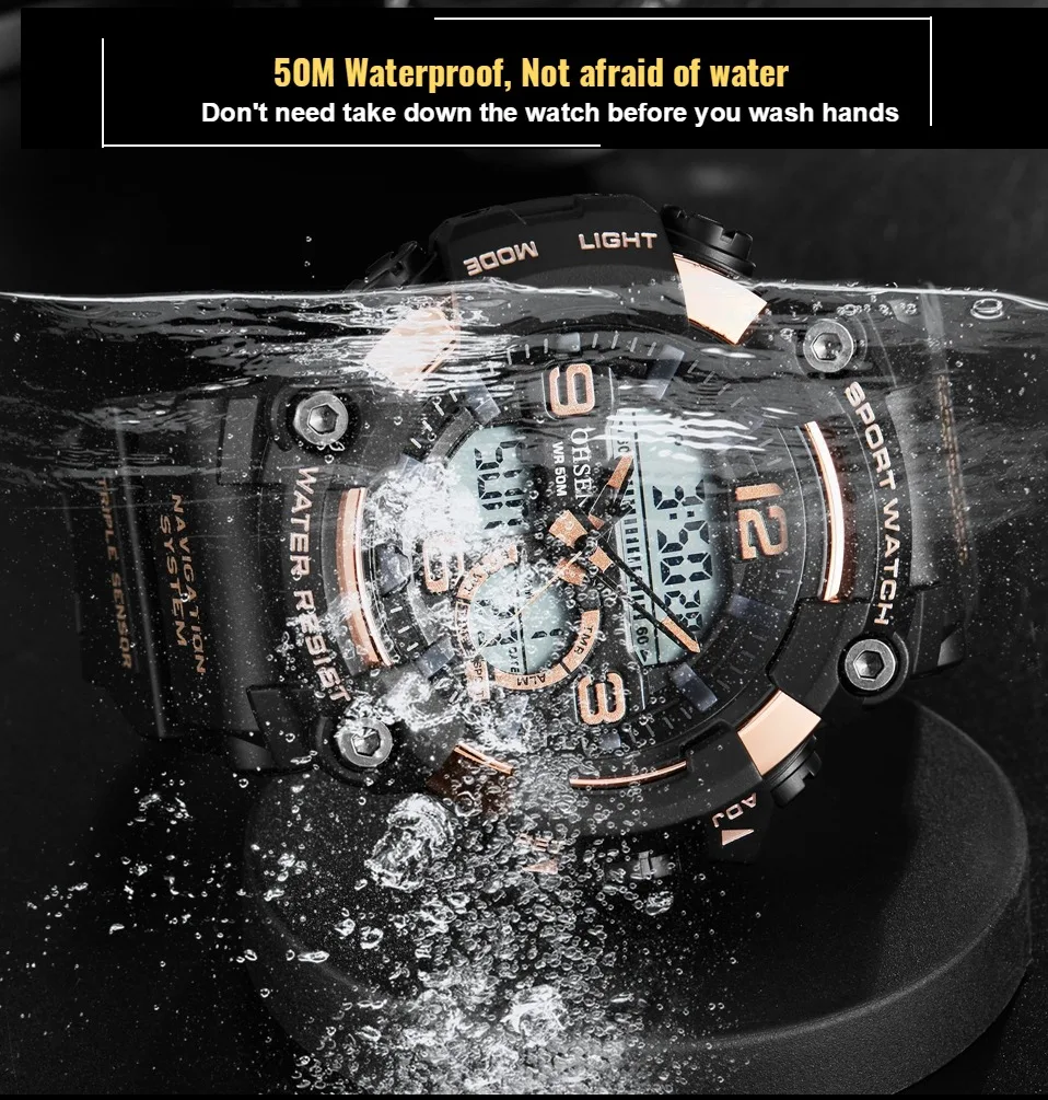 Fashion Men Quartz Sports Watches Stopwatch Man Waterproof LED Digital Watch Red Fashion Silicone Clock Gifts Relogio Masculino