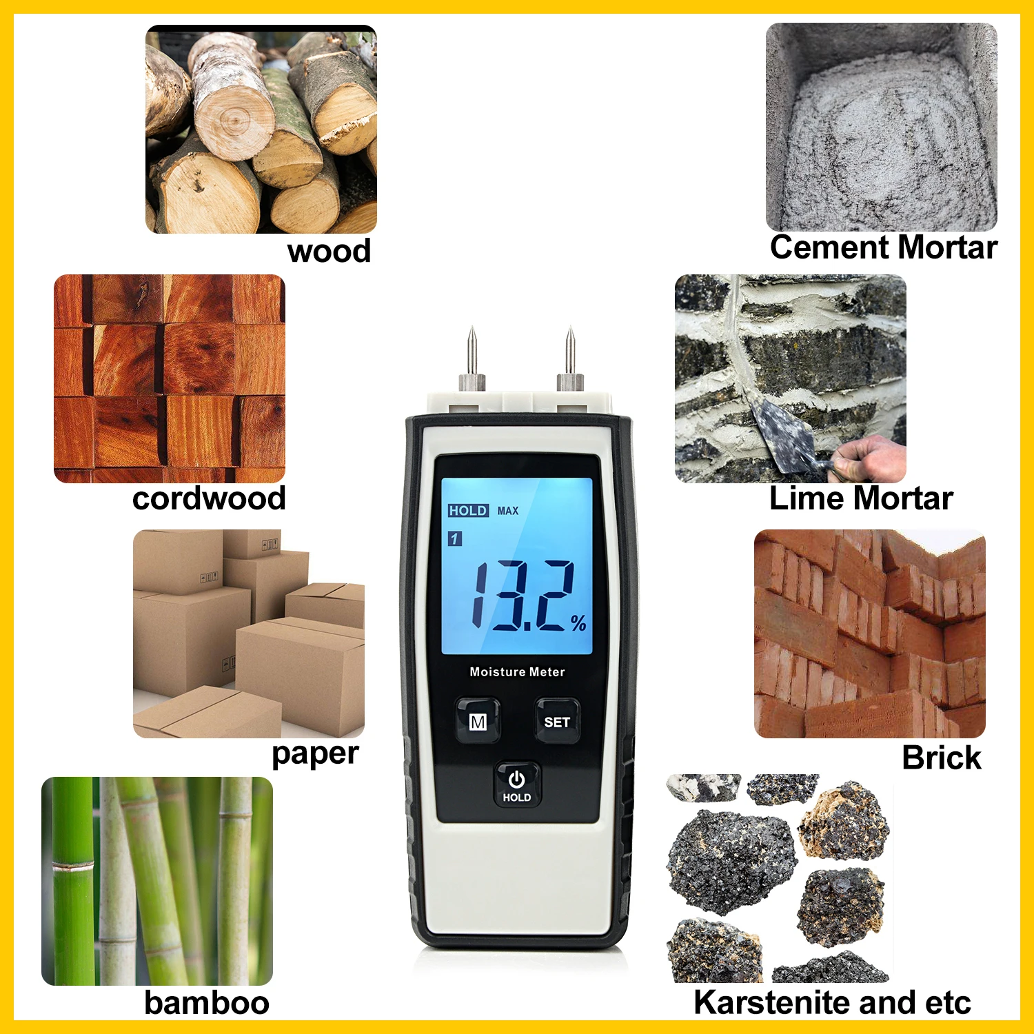 RZ Moisture Meter Digital Wood Moisture Meter 0-80% Wood Working Tester Measuring tool RZ660 wood moisture meter