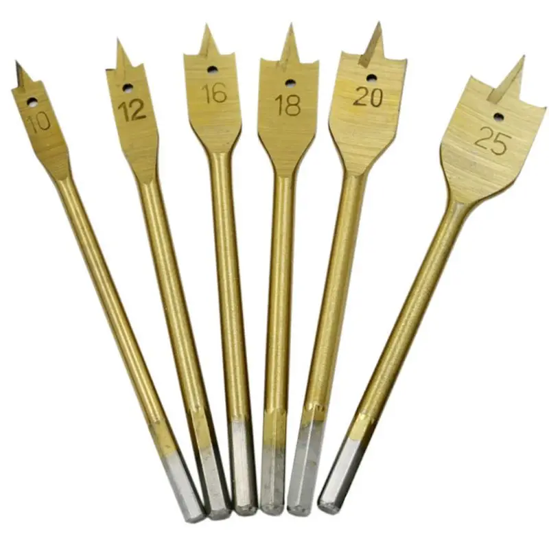 

Flat Spade Drill Bits Set Titanium Coating Wood Boring Bit Woodworking Tool 37MD