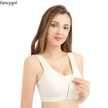 

Women Post Surgery Bra Front Closure Mastectomy Bras Comfort Cotton Full Coverage Pocket Bra Lace Wireless Bra for Breast Cancer