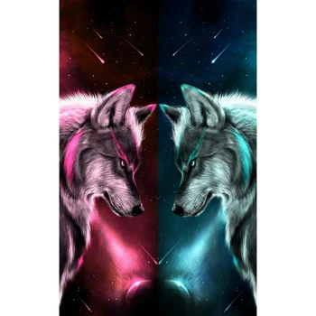 

5D DIY Diamond Painting Cross Stitch Couple Wolf Diamond Embroidery Full Round Drill Rhinestone Mosaic Painting Home Gift