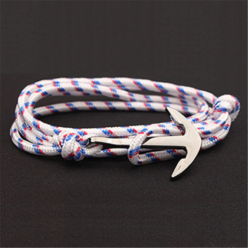 1-4 Adjustable Paracord Anchor Bracelet Woman Men Charm Bracelets Alloy Anchor Nylon Rope Chain Armband Vintage Bracelets& Bangles - Окраска металла: 1-4