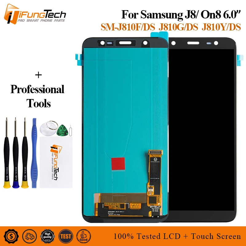 ЖК дисплей AMOLED для Samsung J8 с дигитайзером сенсорный экран в сборе J810 J810F