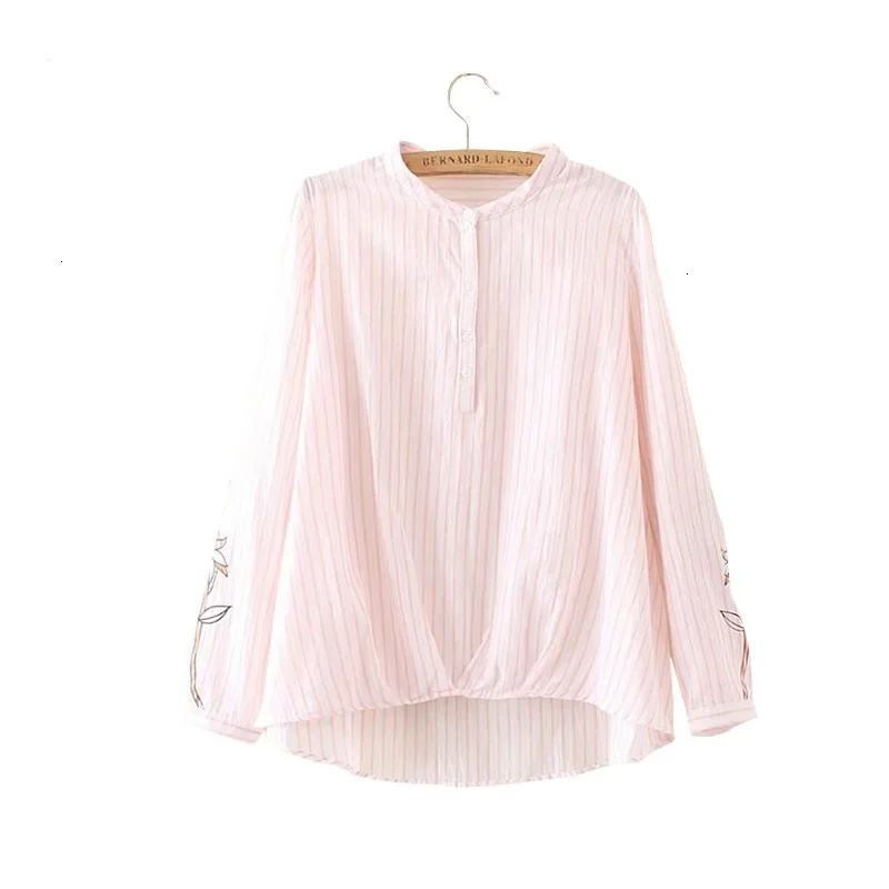 

Europa Top Hot brand Shirt Vrouwen Katoen linnen Bloemen Borduren Blouse Lange Mouwen Casual Losse shirt Vrouwen tops blouse