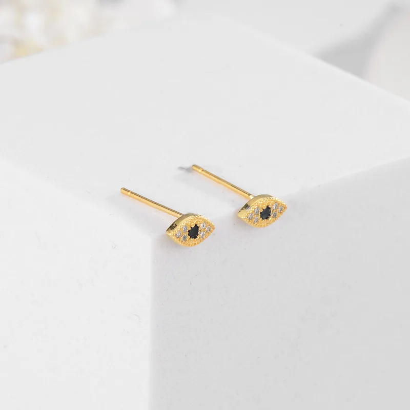 Elegant Blue Zircon Evil Eye Sterling Silver Stud Earrings