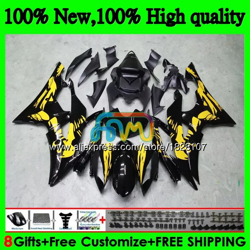 YZF-600 для YAMAHA желтый черный YZF R6 YZF600 YZFR6 08 13, 14, 15, 16 лет 75BS. 181 YZF 600 R 6 YZF-R6 2008 2013 обтекатель