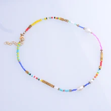 Boho богемные Индивидуальные персонализированные DIY буквы начальные бусы с алфавитом ожерелье для женщин натуральный пресноводный жемчуг ожерелье ювелирные изделия