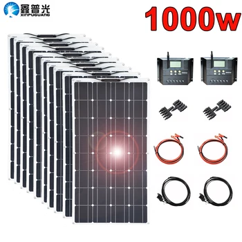 

solar panel flexible 1000w 500w home system 12v/24v 50A controller for car RV boat caravan battery charger travel outdoor kit pv