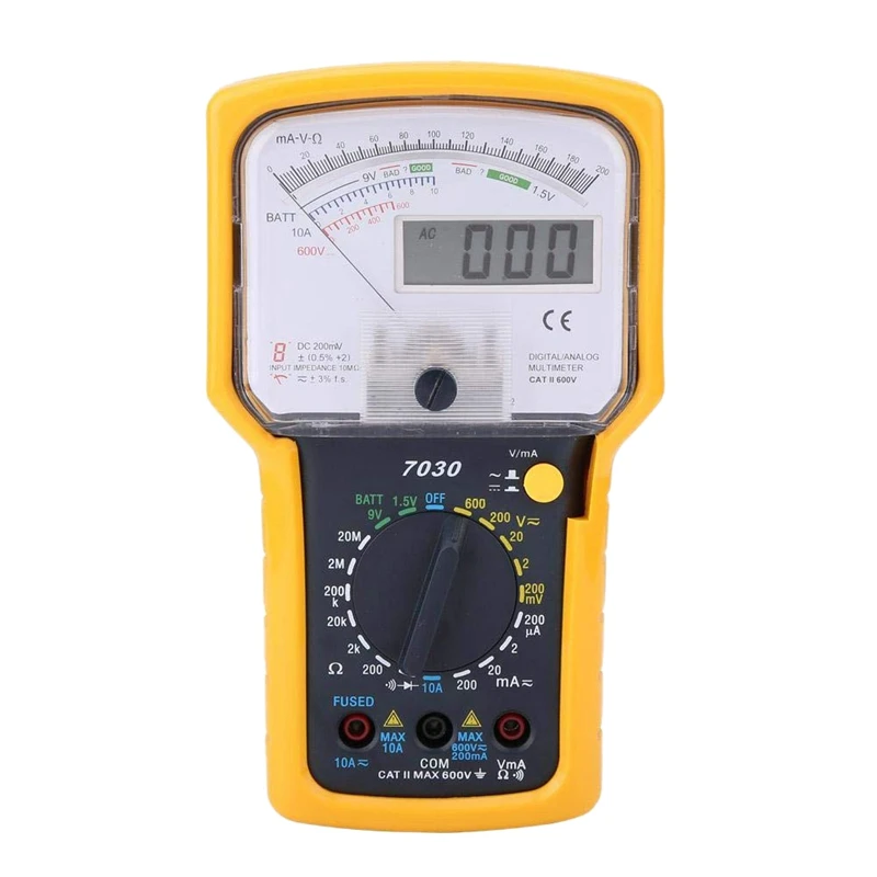 Топ KT7030 AC/DC Аналоговый мультиметр тестер, цифровой аналоговый мультиметр тестер двойной дисплей сопротивление напряжения Указатель мультиметр