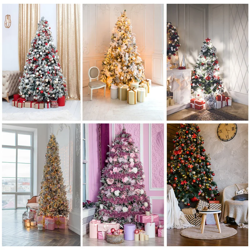 

SHUOZHIKE Christmas Indoor Theme Photography Background Christmas tree Portrait Backdrops For Photo Studio Props YDH-04