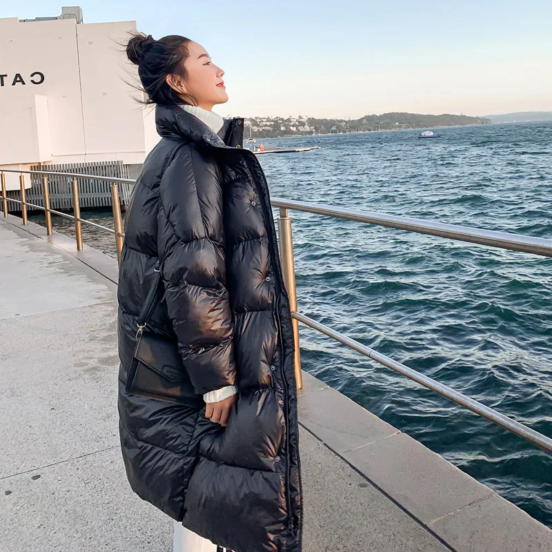 

Winter down Coat Women's Mid-length Korean-style down Feather Cotton-padded Clothes Loose-Fit Puffy Cotton Coat Versatile Warm o