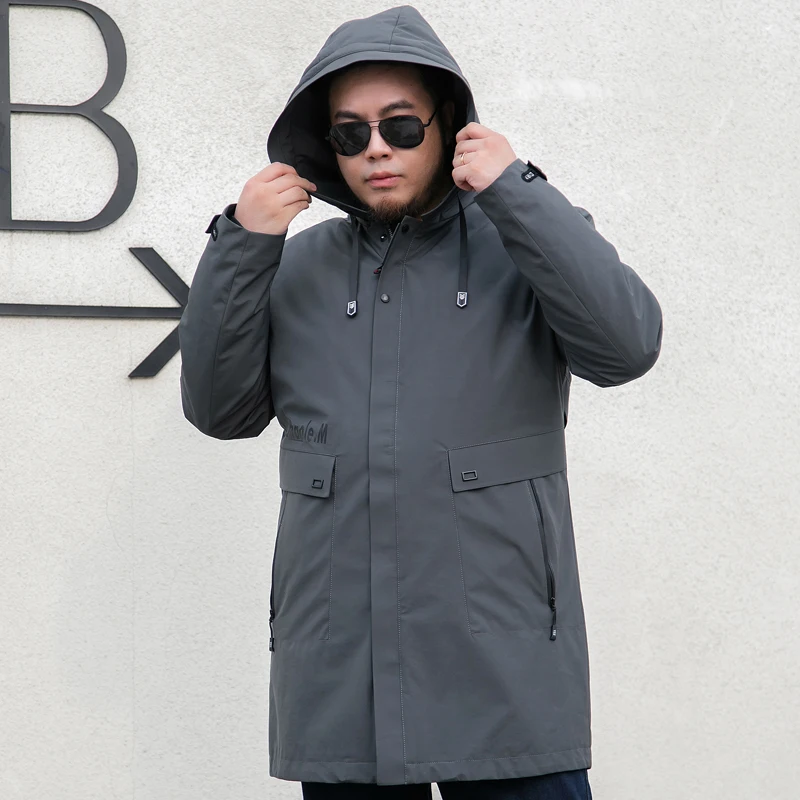 Большой размер 5XL 6XL 7XL мужская пуховая куртка средней длины, стильный высококачественный мужской свободный пуховик на белом утином пуху