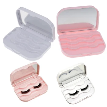 

Plastic Makeup False Eyelashes Storage Organizer Box Travel Lashes Holder Case Container Makeup Cosmetic With Mirror