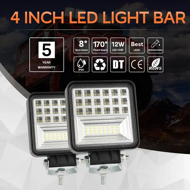 Led Pods, 2 шт. 4 дюйма точечный прожектор комбинированный рассеянный квадратный светодиодный рабочий свет внедорожные светодиодные кубики светодиодные фары дальнего света для грузовика 4х4 тракт