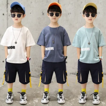 

3-14 Years Boys Summer Clothing Set Sport T-shirt Hip hop jazz dance Shorts Suits Teen Boys Kids Tracksuits vetement garcon