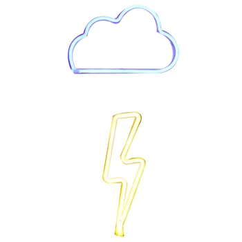 

Neon Signs 2 Packs Blue Cloud+Warm White fulmination Bolt Wall Art LED Decorative Night Lights for Bedroom