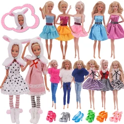 Robe de soirée en peluche pour poupée barbie, vêtements multicolores, à la mode, chaussures de poupée mignonnes pour barbie, poupée de 11.8 pouces, BJD 1/6 
