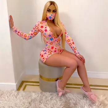 

Pajamas For Women Onesie For Adults Deep V Sexy Lingerie Plus Size Women Jumpsuits Sleepwear Onsie Bodysuits Pijamas With Mask