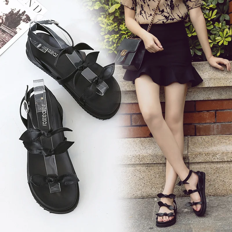 

Korean-style 2018 Summer New Style Gladiator Sandals Versatile Students WOMEN'S Shoes A- line with Harajuku Simple Flat Sandals