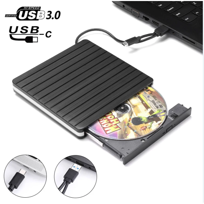 

External DVD Drive Optical Drive USB 3.0 CD ROM Player CD-RW Burner Writer Reader Recorder Portatil for Laptop Windows PC