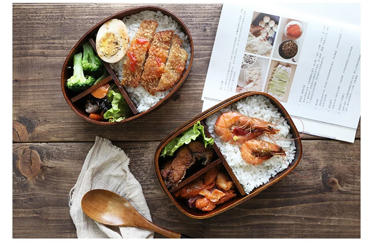 Ланч-бокс s деревянный креативный ручной Bento коробка для суши разделяющий ящик деревянный контейнер для еды с приборами