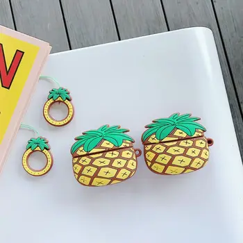 

Lovely Pineapple Pattern Protective Case Soft Silicone Cover Protector with Lanyard for Airpods Pro Wireless Bluetooth Headset