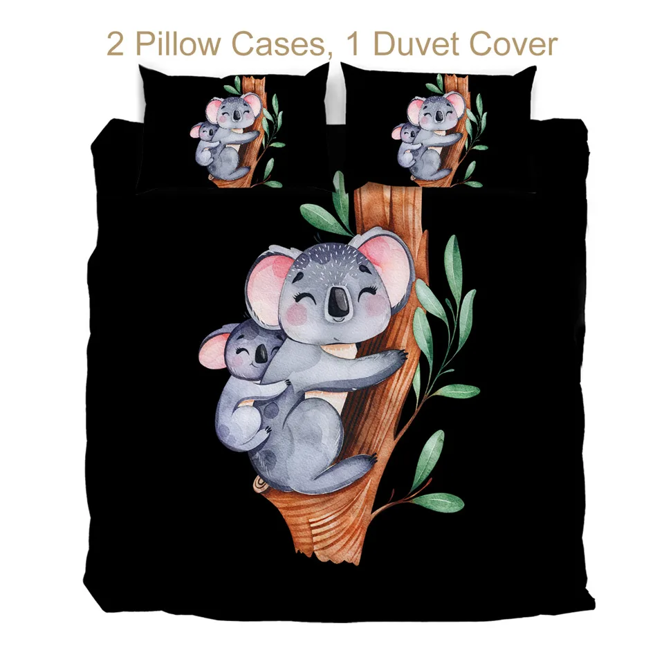 Постельные принадлежности, Outlet Koala, Семейный комплект постельного белья, мультяшное одеяло, покрывало Эвкалиптовое дерево, лист, домашний текстиль, акварельные животные, Детский Комплект постельного белья