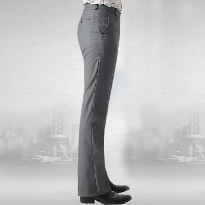 Men Flared Boot Cut Trousers Business Casual Classic British Style