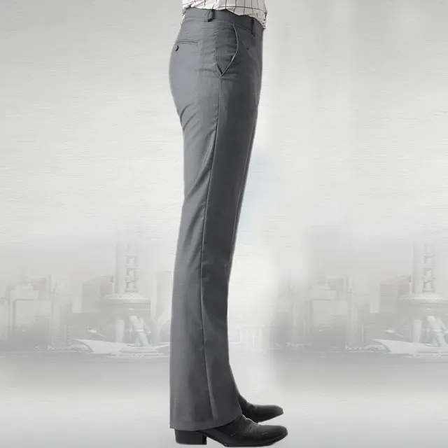 Men Flared Boot Cut Trousers Business Casual Classic British Style