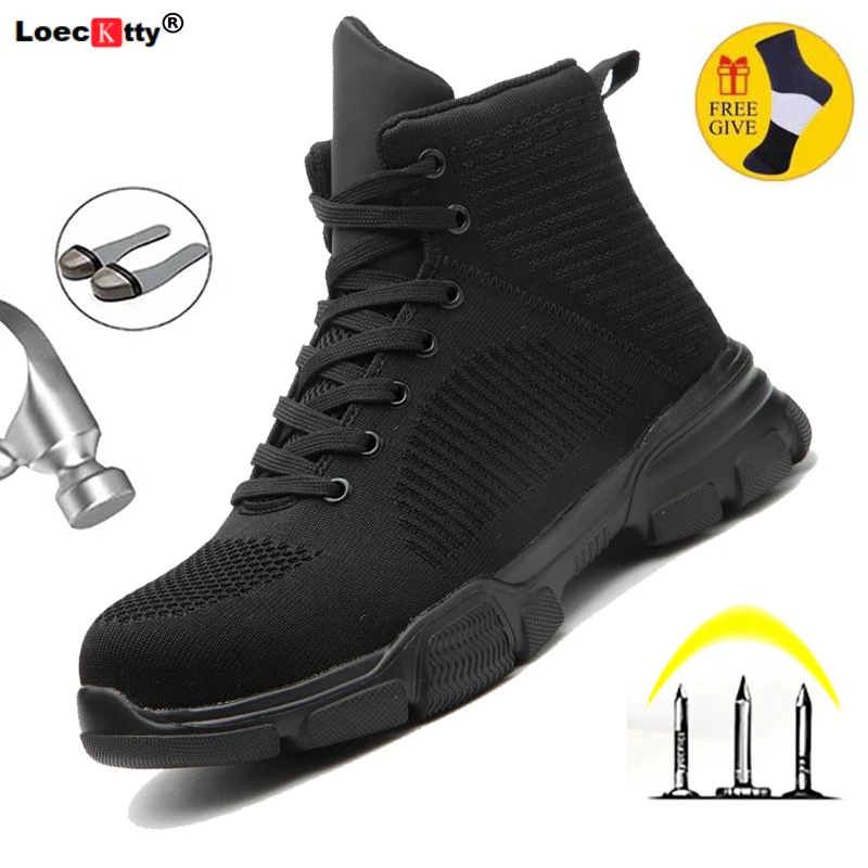 Sneakers Men Steel Work-Shoes Toe-Protective Anti-Smashing Outdoor Puncture-Proof Mens