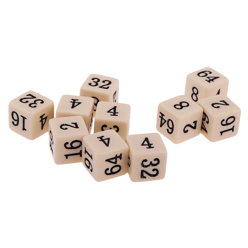 MagiDeal 10Pcs Opaque 6 Sided Multiple Dice for TRPG Party Board GameClub Dice Game Toys White/Beige 