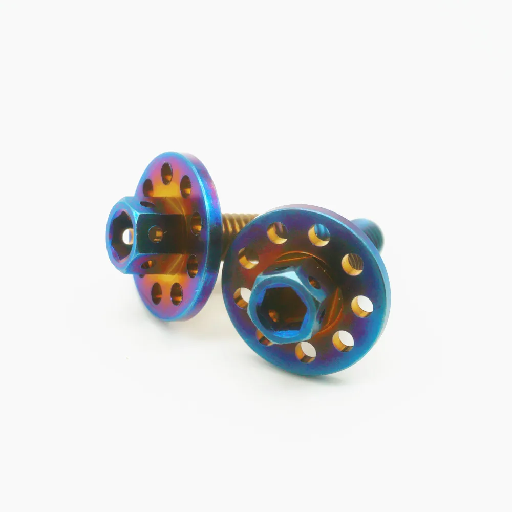 Титановые болты для номерного знака мотоцикла M6 x20mm Ti болты синего цвета с фланцевой головкой автомобильный двигатель модификация Ti крепеж