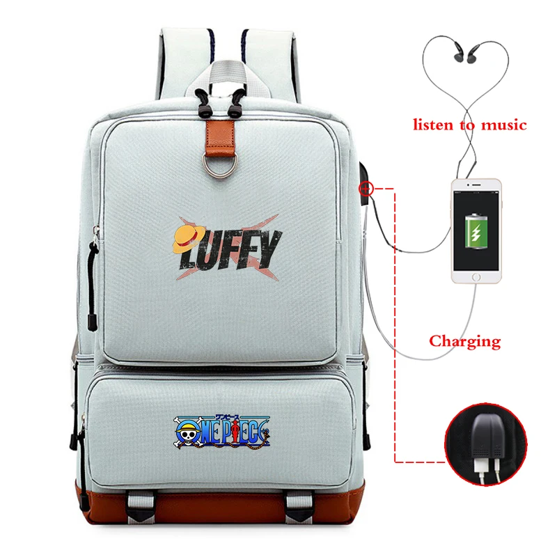 Anime Black Backpack USB Charging Large Capacity Bagpack Unisex School Bags Backpacks Travel Bag for College Bookbag Sac A Dos - Color: Backpack 3