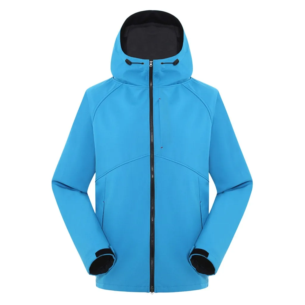 SAGACE Высококачественная Мужская одноцветная куртка для пеших прогулок, Мужская ветрозащитная однослойная куртка на молнии с капюшоном - Цвет: Синий